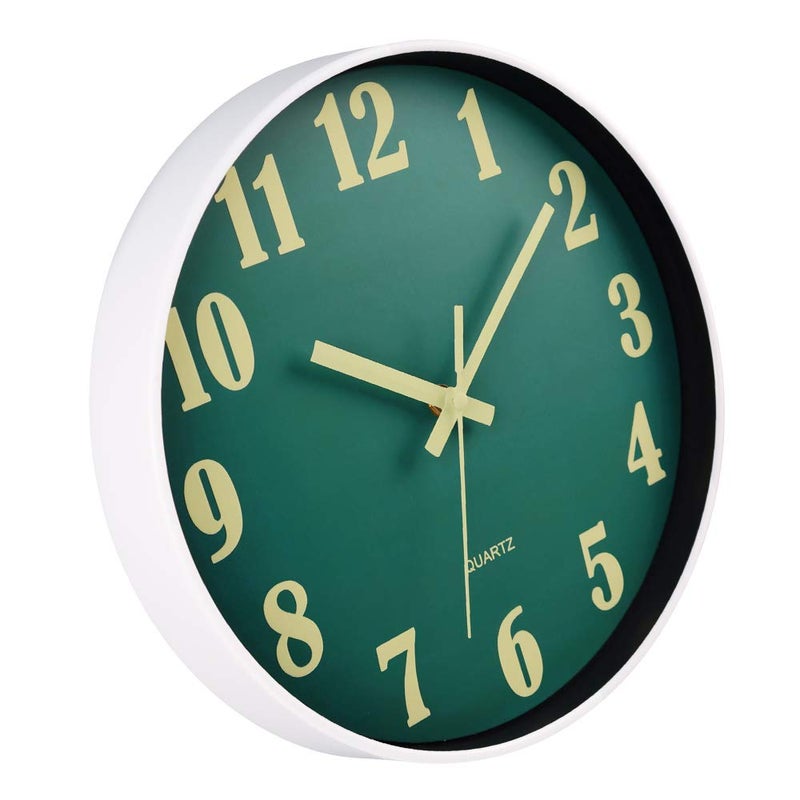 JoFomp Glow in The Dark Clock, 12 Inch Modern Silent Non Ticking Wall Clocks Battery Operated, Night Light Wall Clock for Living Room Decor, Wall Clock Decorative for Kitchen Bedroom (Green) - Image 5